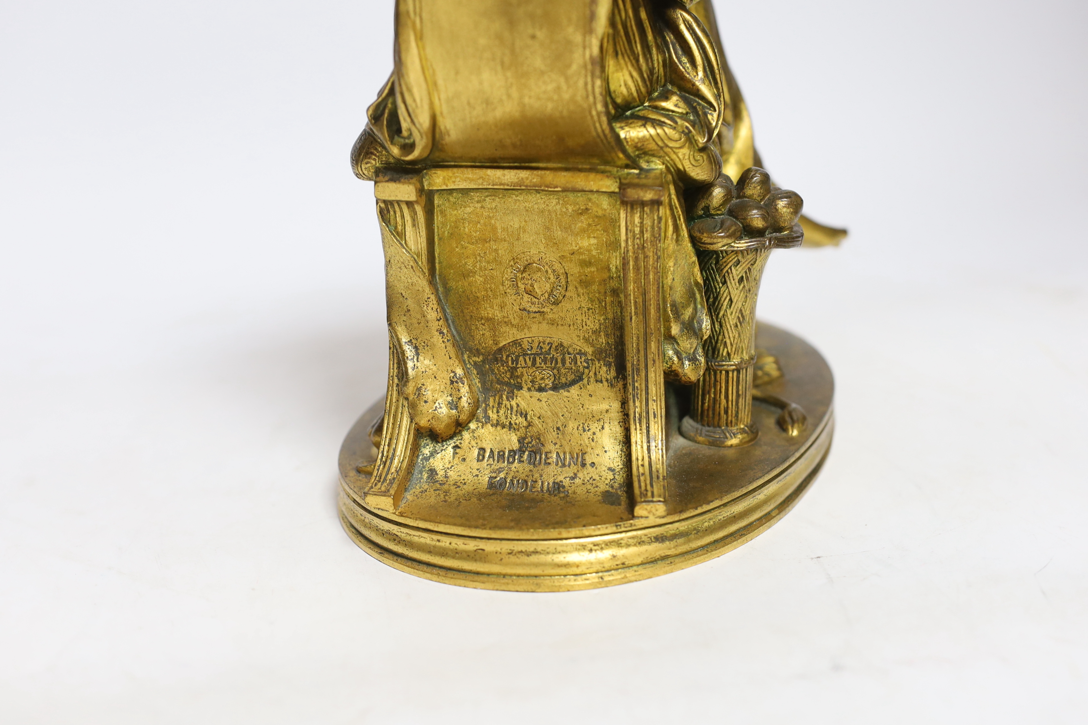 After Pierre-Jules Cavelier (1814-1894), a gilt bronze figure of Penelope, cast by F. Barbedienne, 24cm